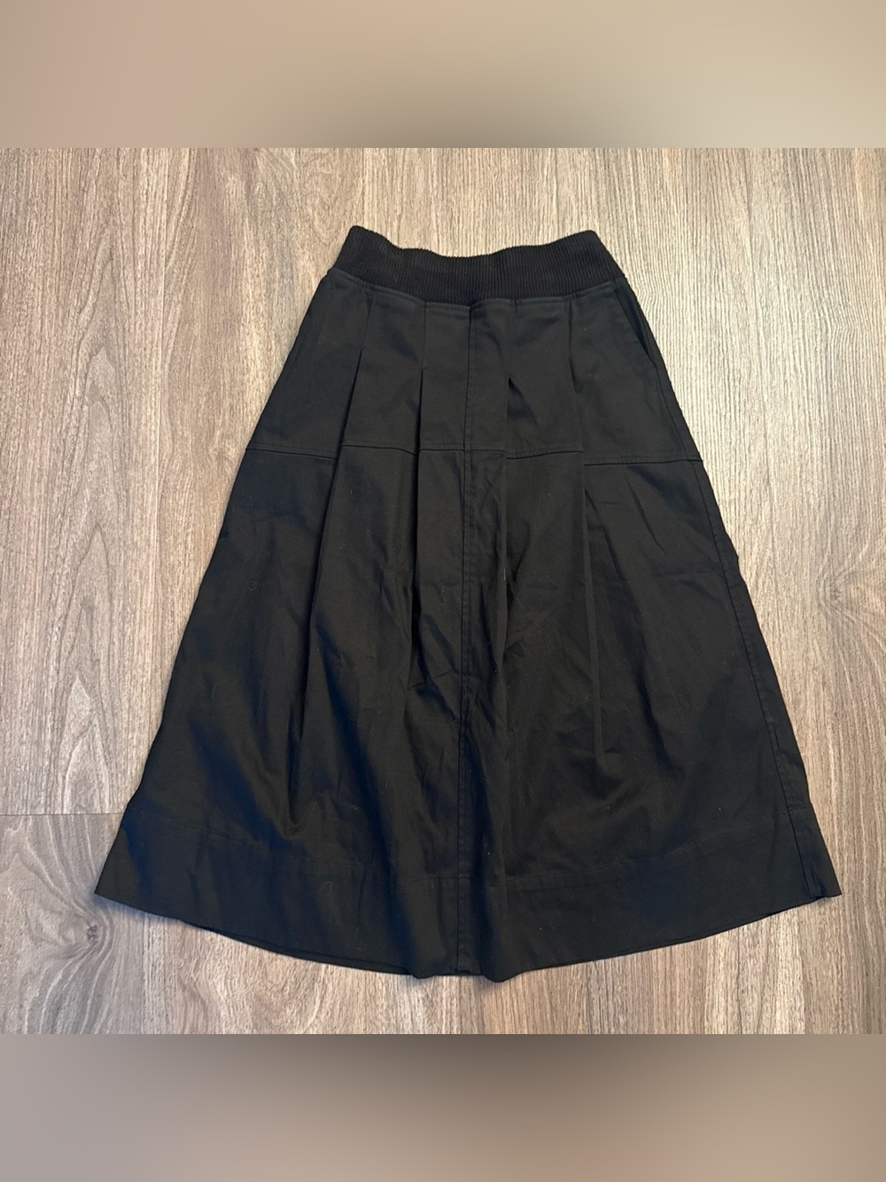 Stateside Black pleated midi skirt with elastic waistband. Xs $218 MSRP.